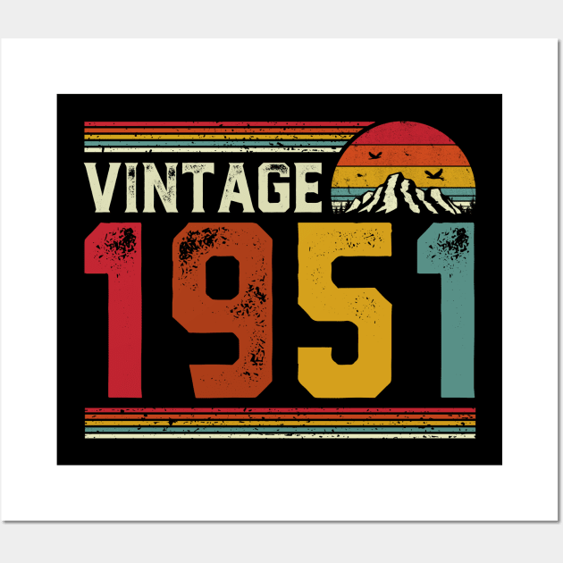 Vintage 1951 Birthday Gift Retro Style Wall Art by Foatui